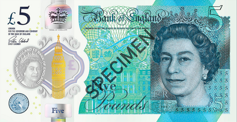 New plastic £5 note featuring Sir Winston Churchill unveiled