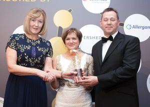 L-r: Julie Murphy, Commercial Director, Sales & Marketing, Mylan; Bernie Hannon, Clinical Nurse Manager 2, Veins Unit, St James’s; and Sean O’Neill, Consultant Vascular Surgeon, St James’s, at last year’s awards ceremony