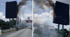 Flames Trap Man In LED billboard bursts into flames, traps maintenance team | AV Magazine