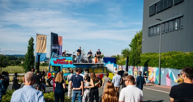 Paul McCartney's Wings tour bus stops at Adam Hall Group | AV Magazine